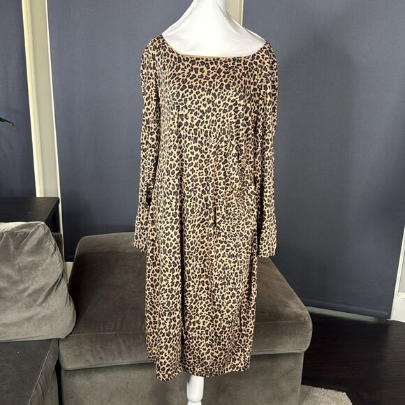 Isabel by Ingrid &Isabel Animal Print Long Sleeve Ruched Maternity Dress XXL NEW - Picture 2 of 10